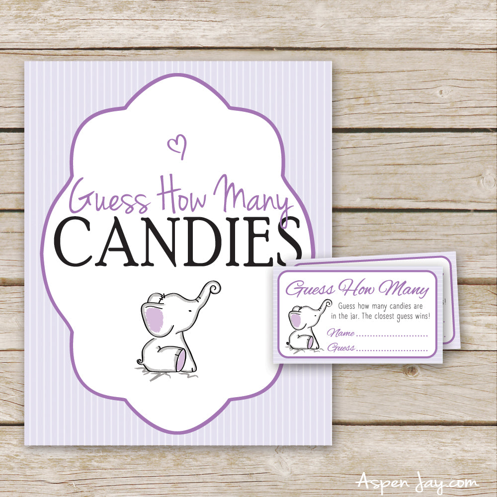Purple Elephant Guess How Many Candies