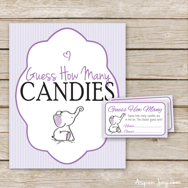 Purple Elephant Guess How Many Candies