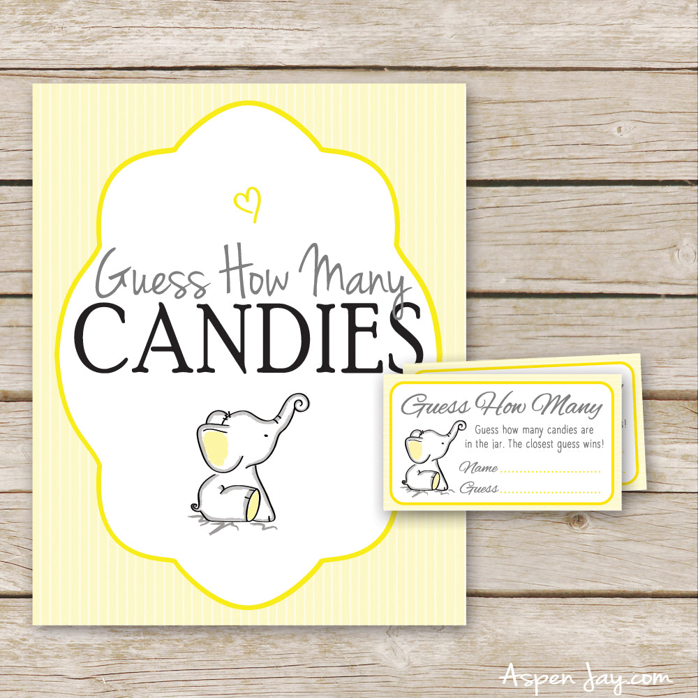 Yellow Elephant Guess How Many Candies
