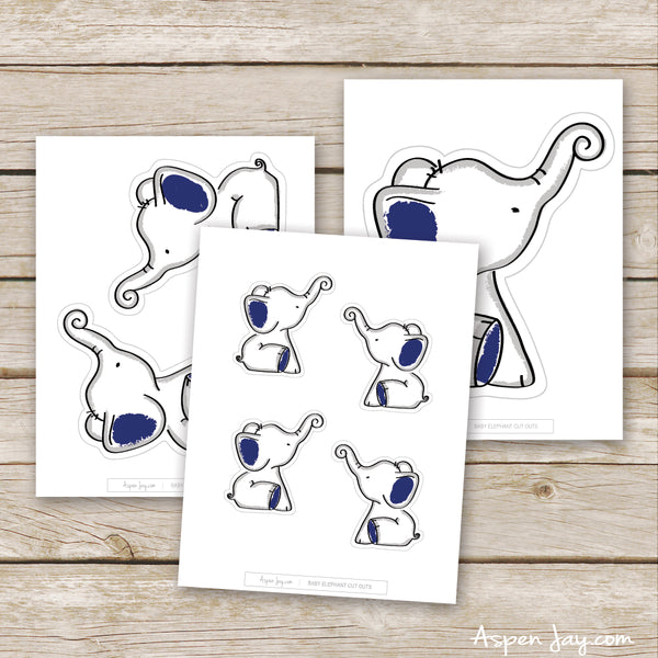 Navy Elephant Cut Outs