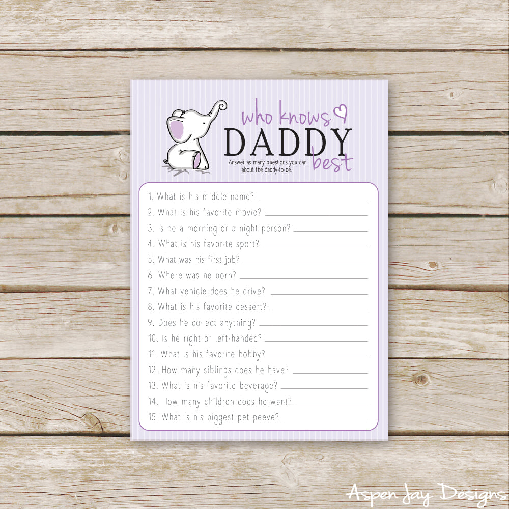 Purple Elephant Who Knows Daddy Best