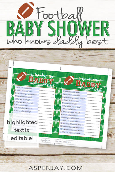 Football Who Knows Daddy Best - editable text
