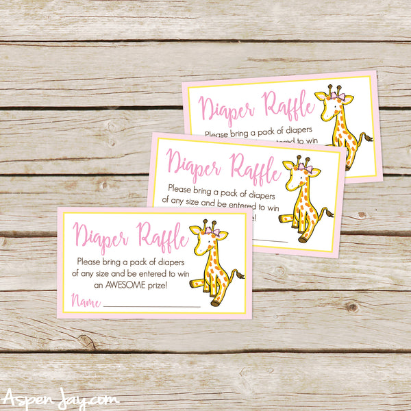 Giraffe Diaper Raffle Tickets & Sign
