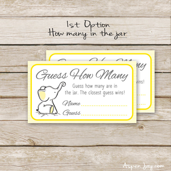 Editable Yellow Elephant Guessing Game