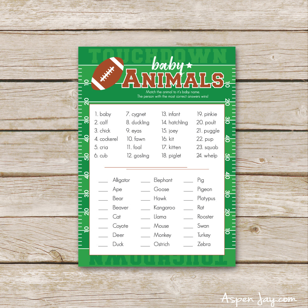 Football Baby Animal Names