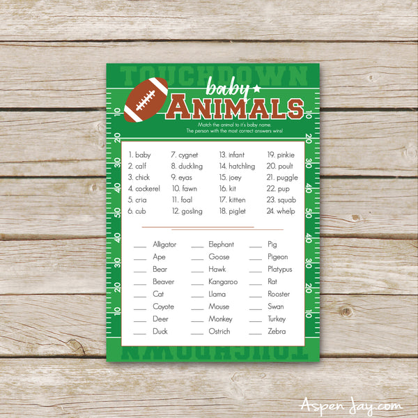 Football Baby Animal Names