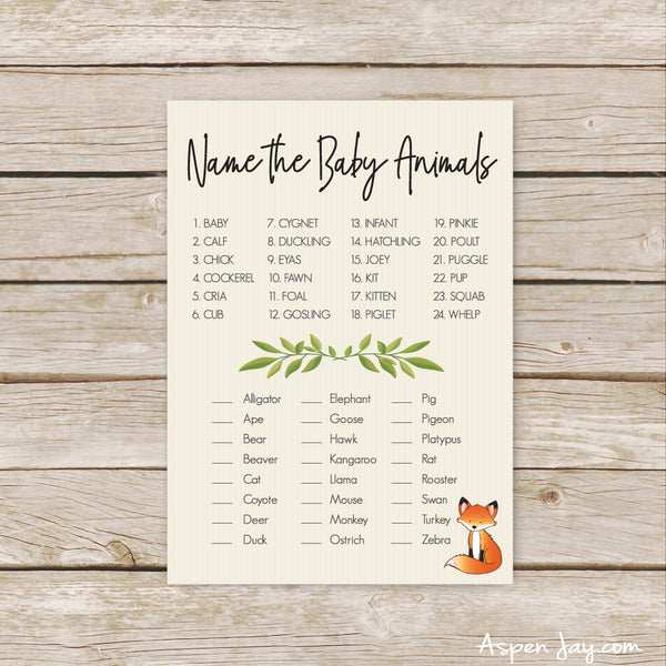 Fox Baby Animal Names