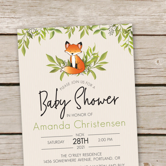Fox Baby Shower Invites