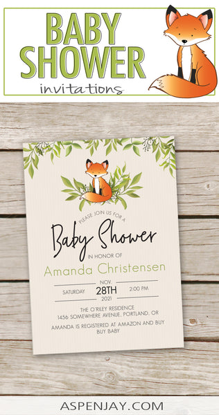 Fox Baby Shower Invites