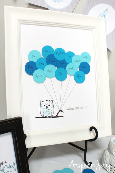Blue Owl Balloon Guest Book
