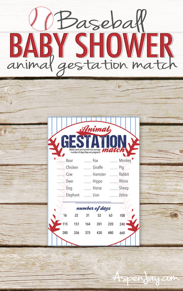 Baseball Animal Gestation Match