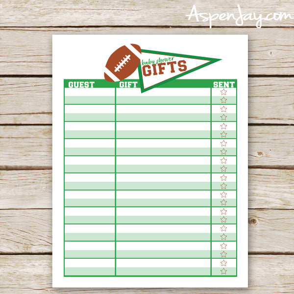 Football Baby Shower Gift List