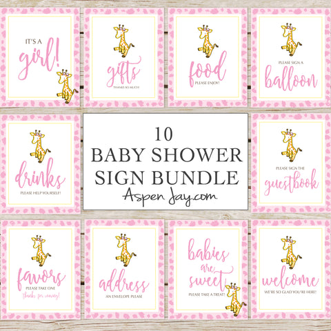Giraffe Baby Shower Signs