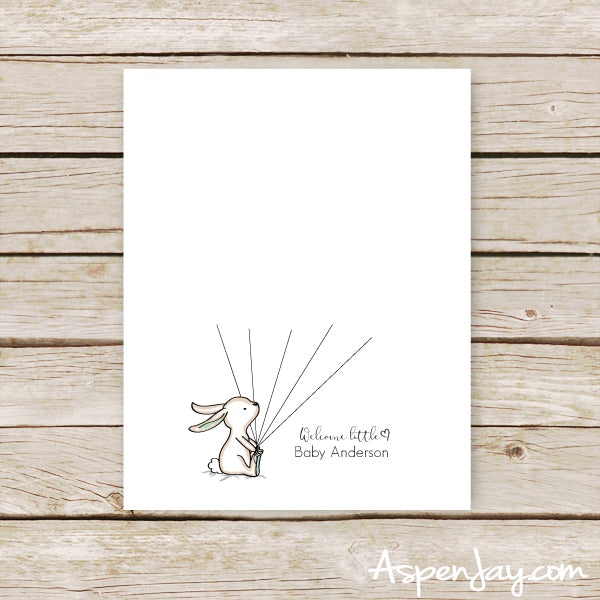 Green Bunny Balloon Guest Book