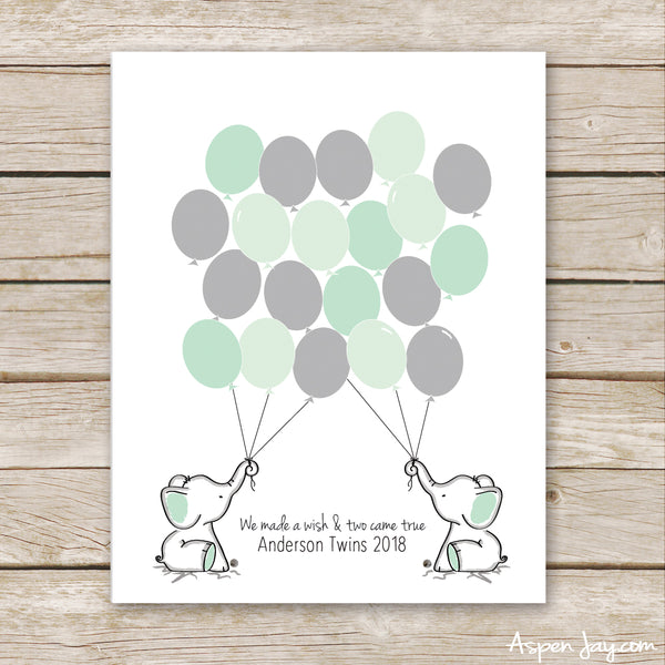 TWIN Green Elephant Guest Book
