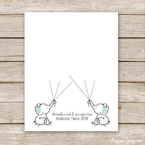 TWIN Green Elephant Guest Book
