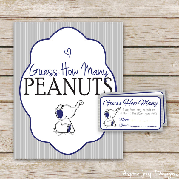 Navy Elephant Peanut Guessing Game