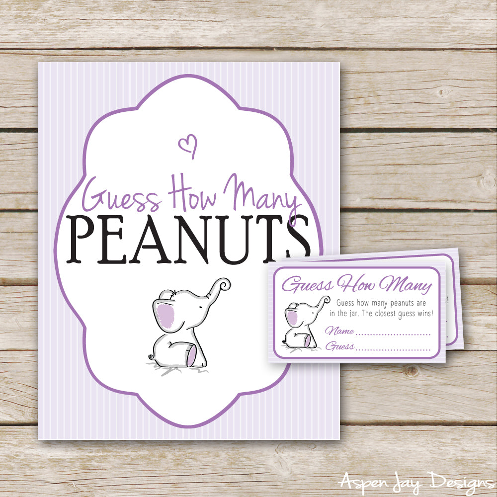 Purple Elephant Peanut Guessing Game