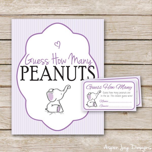 Purple Elephant Peanut Guessing Game