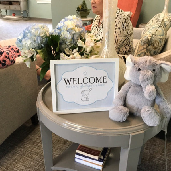 Blue Elephant Baby Shower Signs