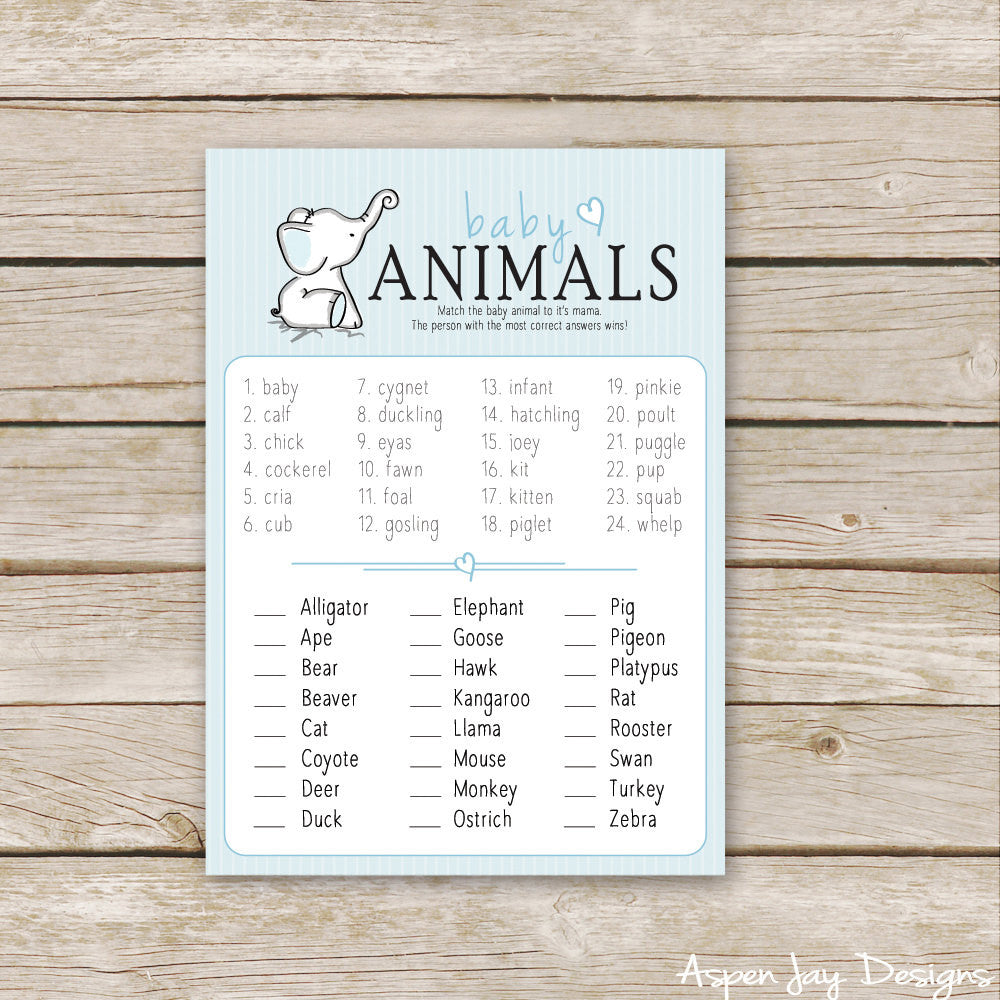 Blue Elephant Baby Animal Names