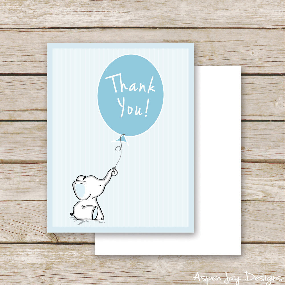 Blue Elephant Thank You Postcard
