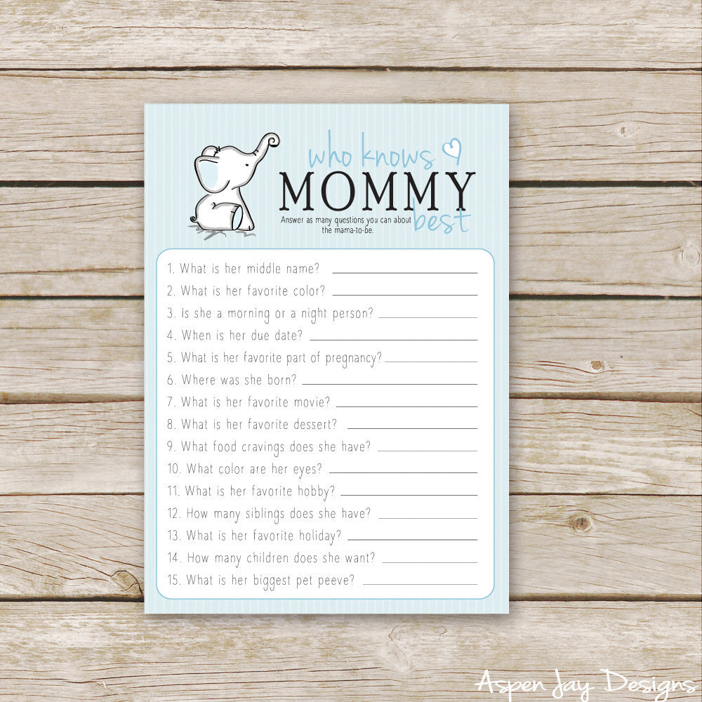 Blue Elephant Who Knows Mommy Best