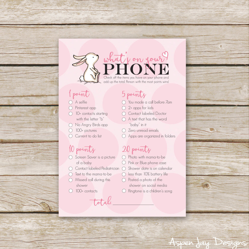 Pink Bunny What's on your Phone