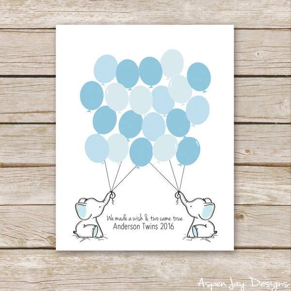 TWIN Blue Elephant Guest Book