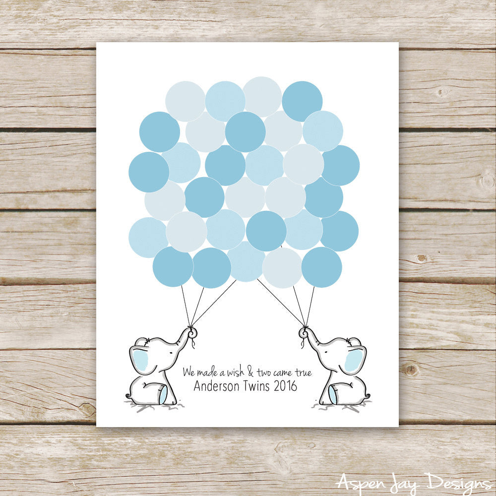 TWIN Blue Elephant Guest Book