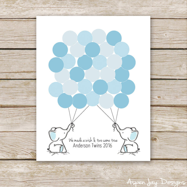 TWIN Blue Elephant Guest Book