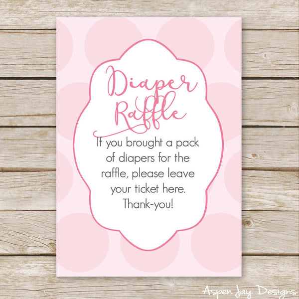 Pink Bunny Diaper Raffle Tickets & Sign