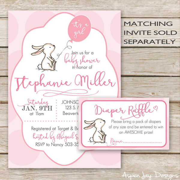 Pink Bunny Diaper Raffle Tickets & Sign