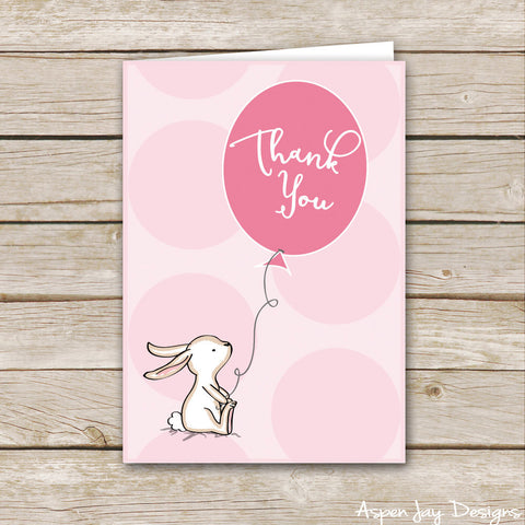 Pink Bunny Thank You Cards