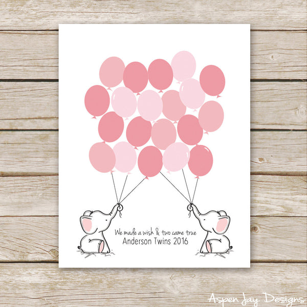TWIN Pink Elephant Guest Book