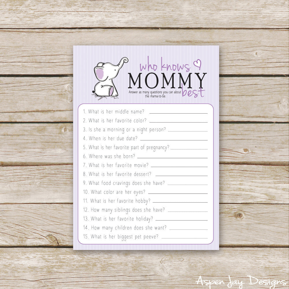 Purple Elephant Who Knows Mommy Best