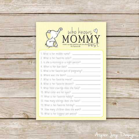 Yellow Elephant Who Knows Mommy Best