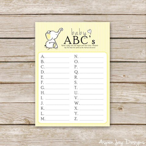 Yellow Elephant Baby ABC's