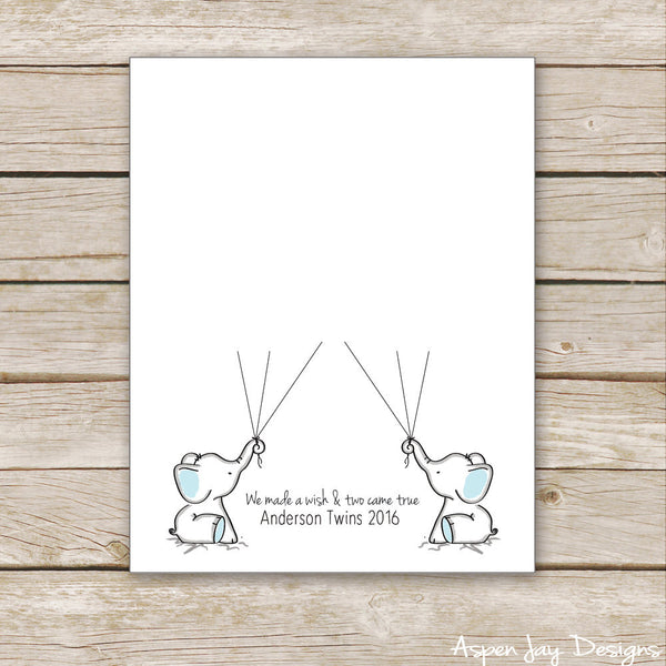 TWIN Blue Elephant Guest Book