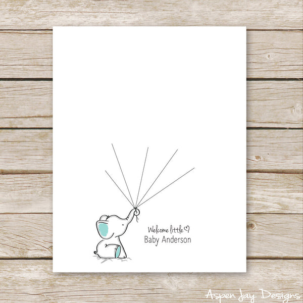 Turquoise Elephant Balloon Guest Book