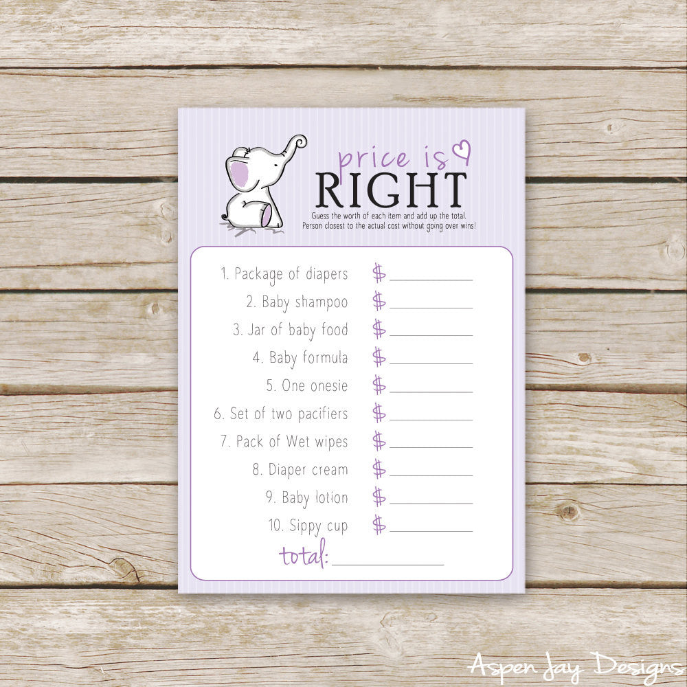 Purple Elephant Baby Price is Right