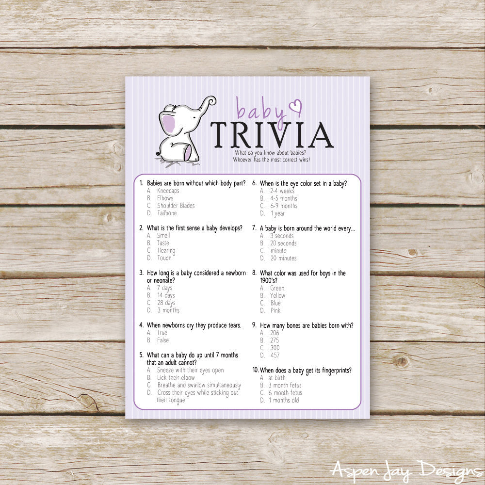 Purple Elephant Baby Trivia