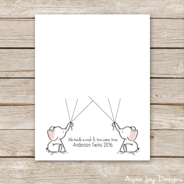 TWIN Pink Elephant Guest Book
