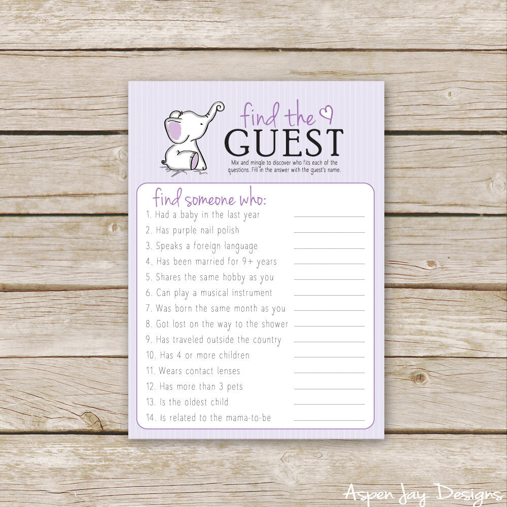 Purple Elephant Find the Guest