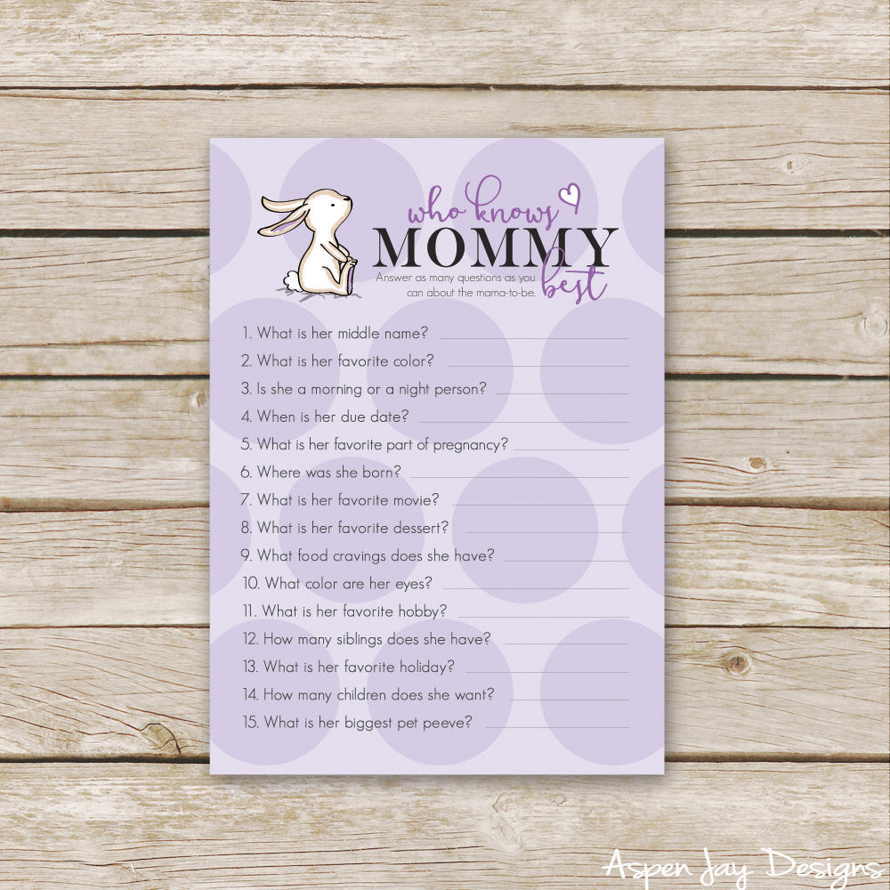 Purple Bunny Who Knows Mommy Best