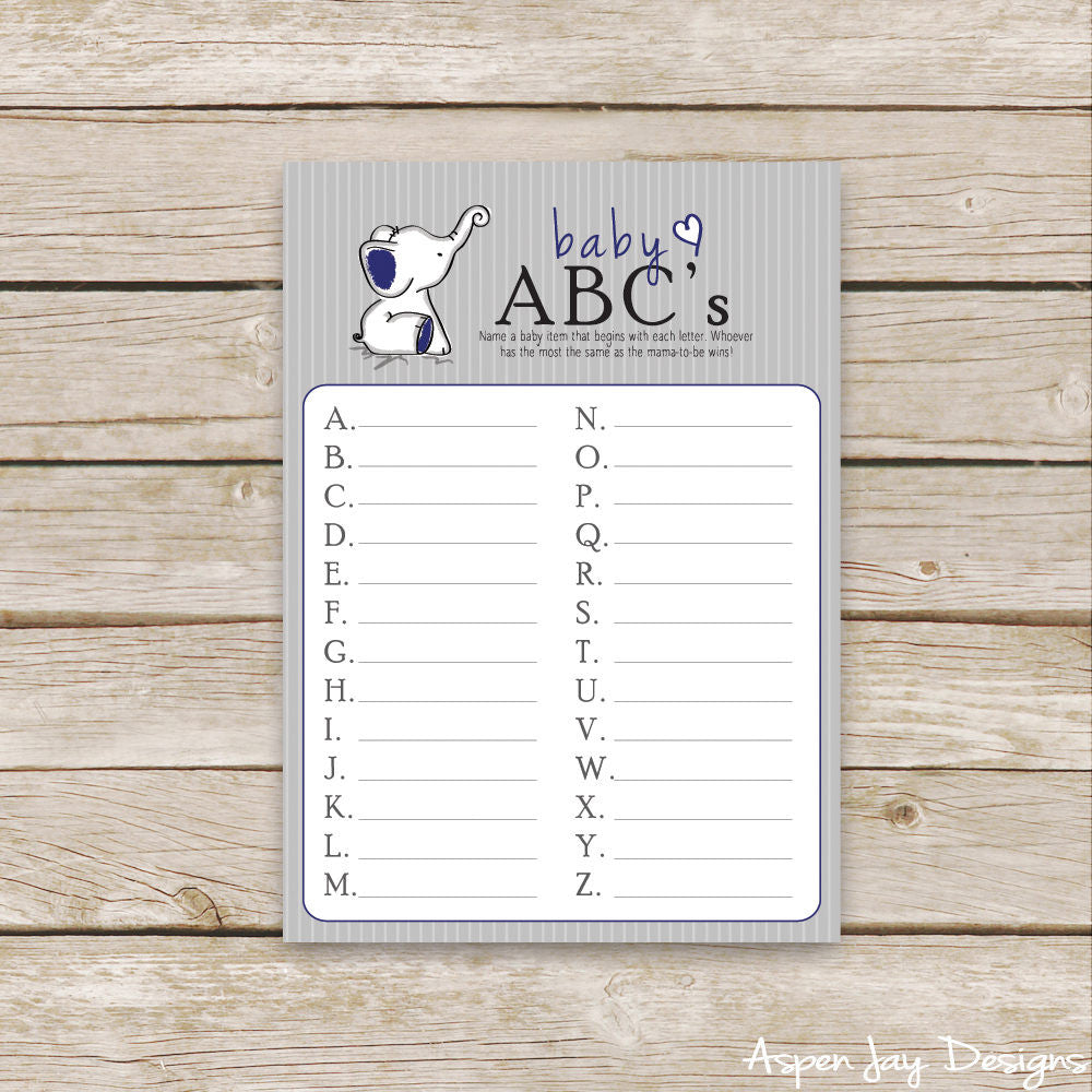 Navy Elephant Baby ABC's