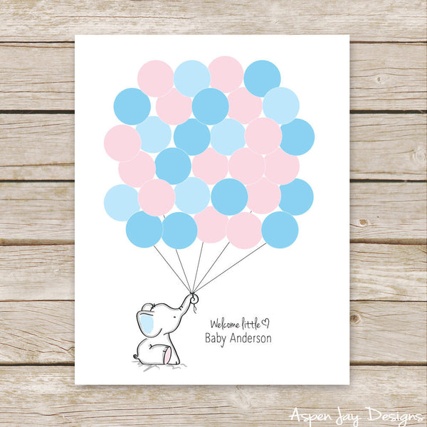 Pink or Blue Elephant Guest Book