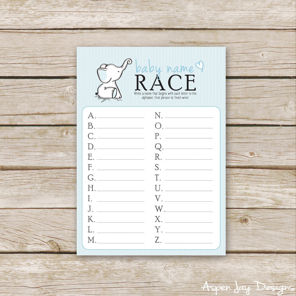 Blue Elephant Baby Name Race