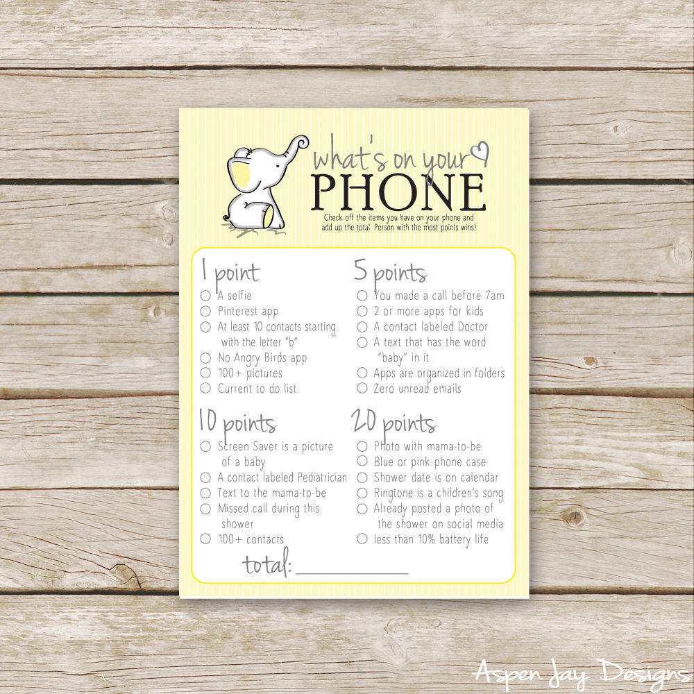 Yellow Elephant What's on your Phone
