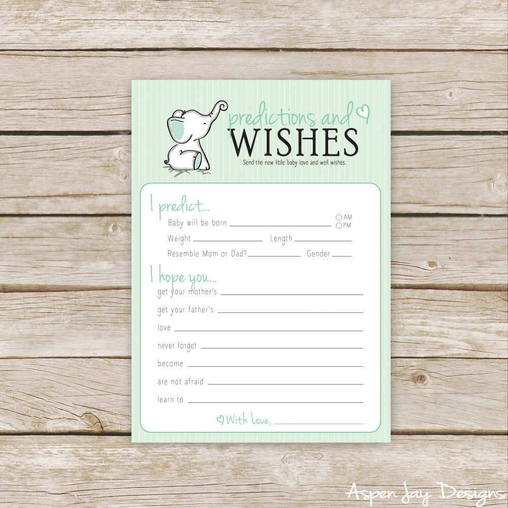 Green Elephant Wishes & Predictions for Baby